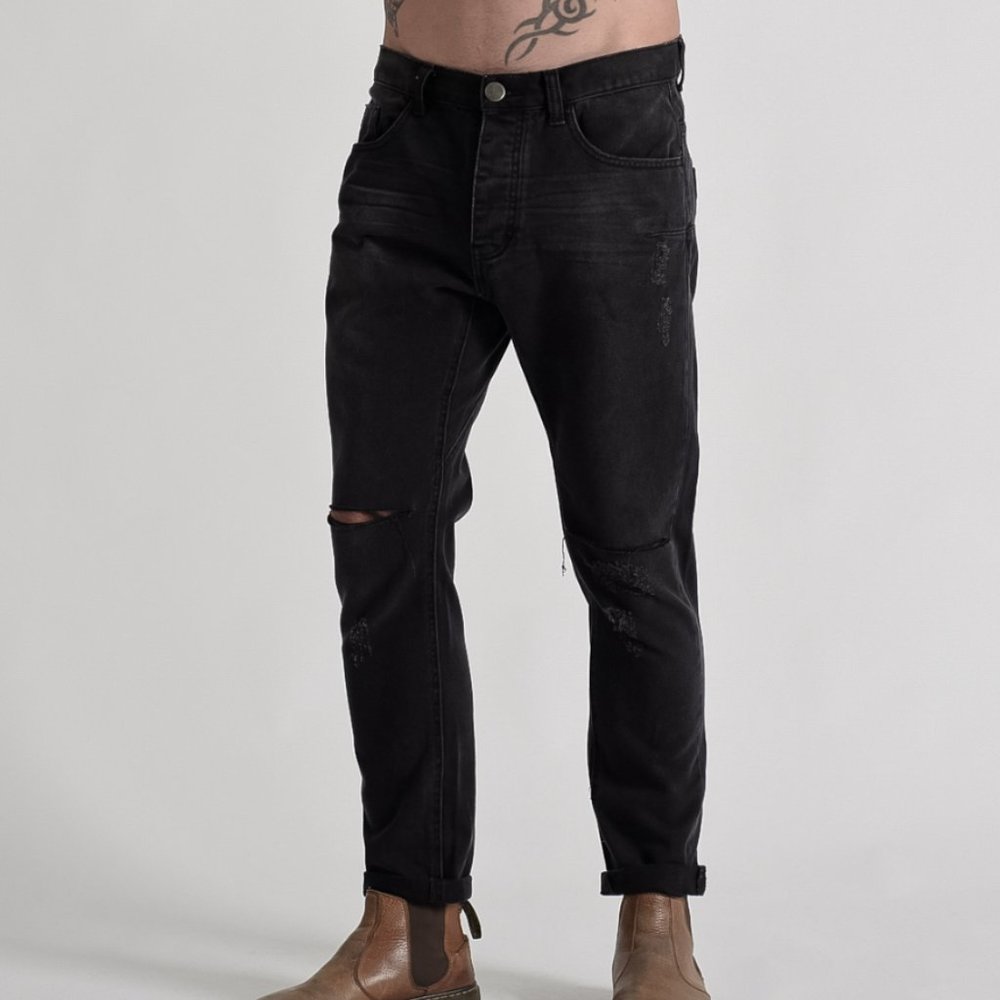 One Teaspoon Black Distressed Relaxed Fit Jean